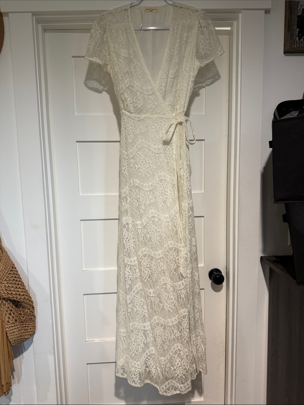 Lace Wrap Maxi Dress - Cream